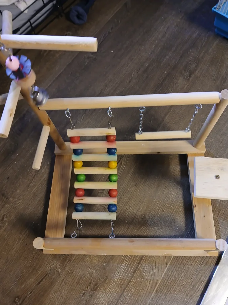 Wooden Bird Play Stand with Ladder and Swing🇨🇦 thumbnail
