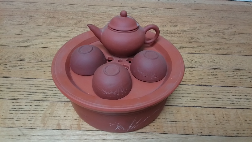 Clay Tea Set with Teapot and Cups