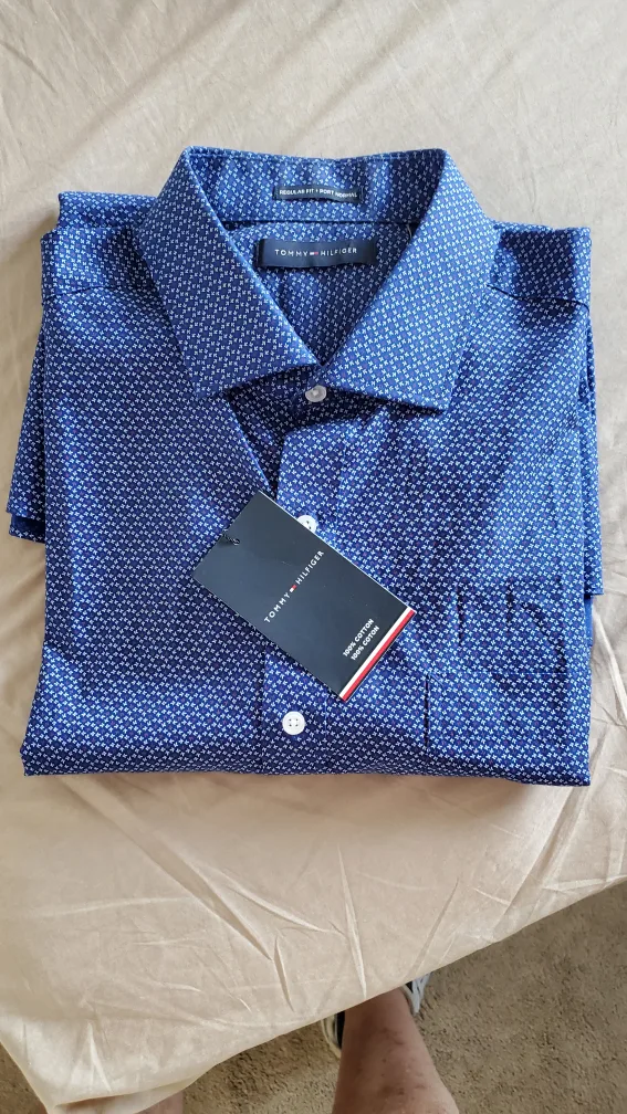 Tommy Hilfiger XL/TG Blue Patterned Shirt - NEW thumbnail