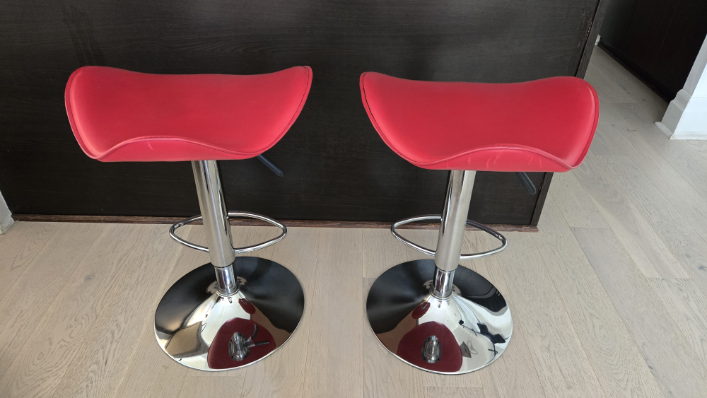 Red Swivel Bar Stools - Set of 2