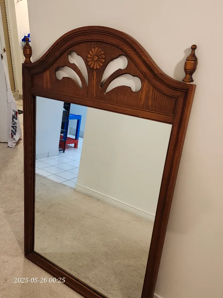 Vintage Wooden Framed large Mirror image indicator(3)