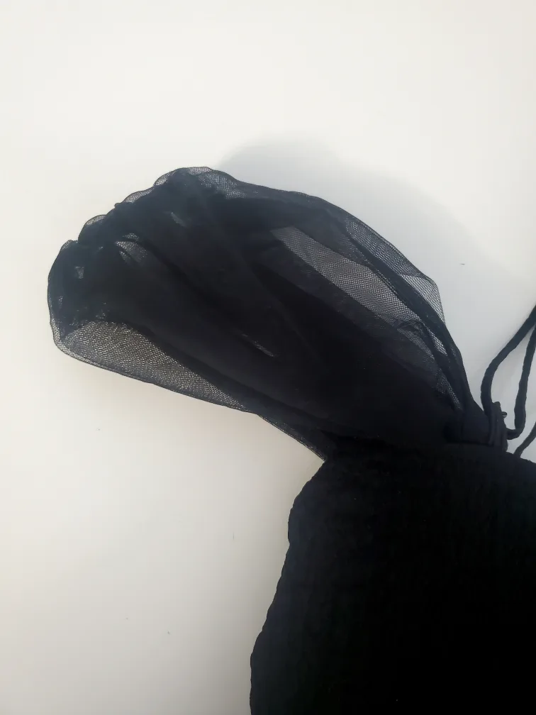 Black top with Short Sleeve frills image indicator(2)