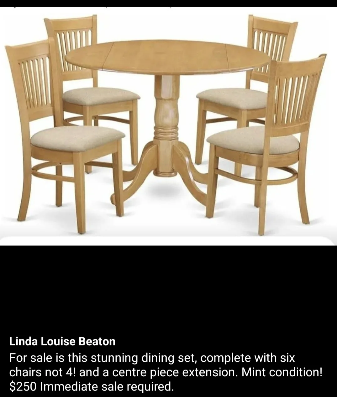Dining Set with Extension + 6 Chairs not 4 as shown in picture thumbnail