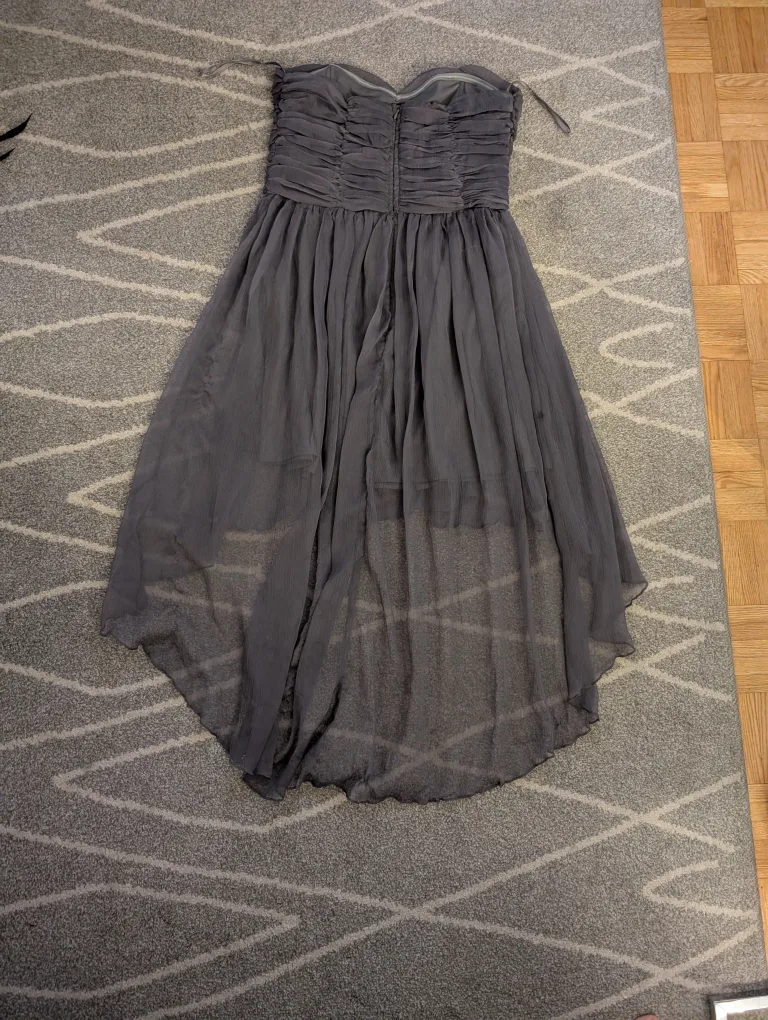 Lulus Gray Strapless Hi-Lo Dress Size L image indicator(2)