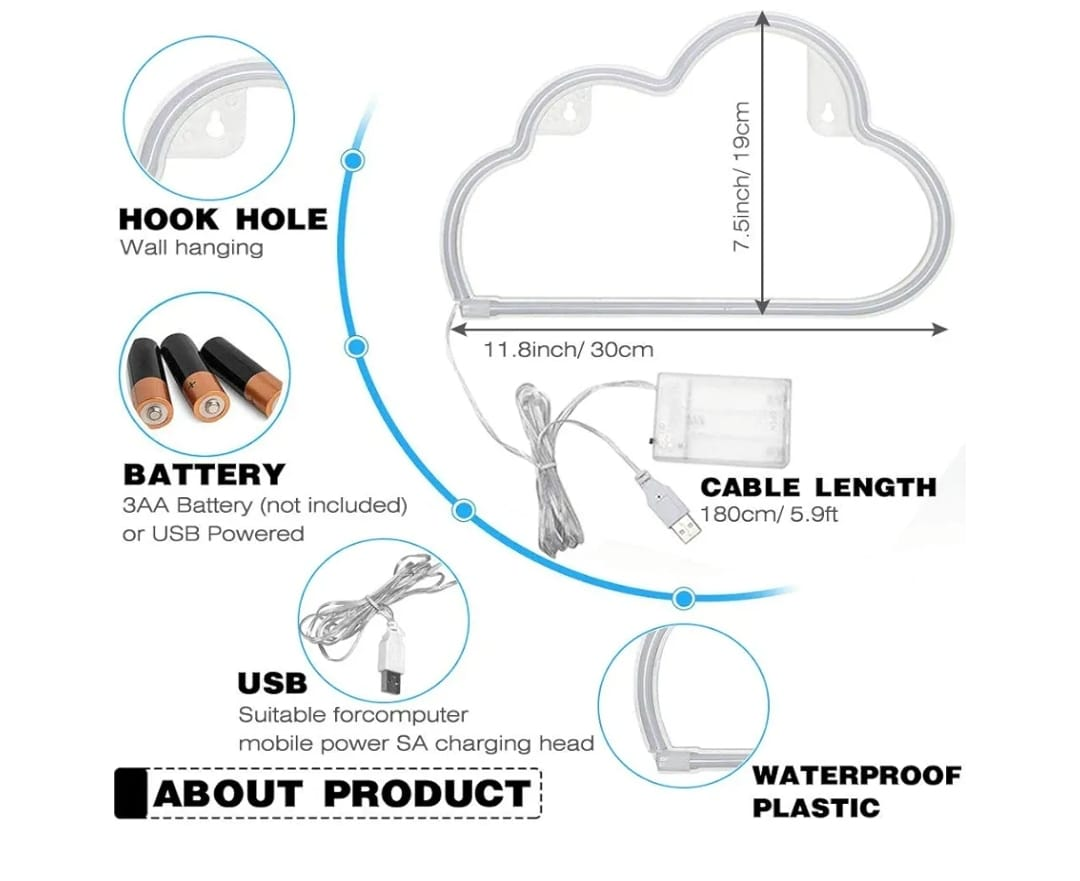 Cloud Neon Sign - USB or Battery Powered - photo 3