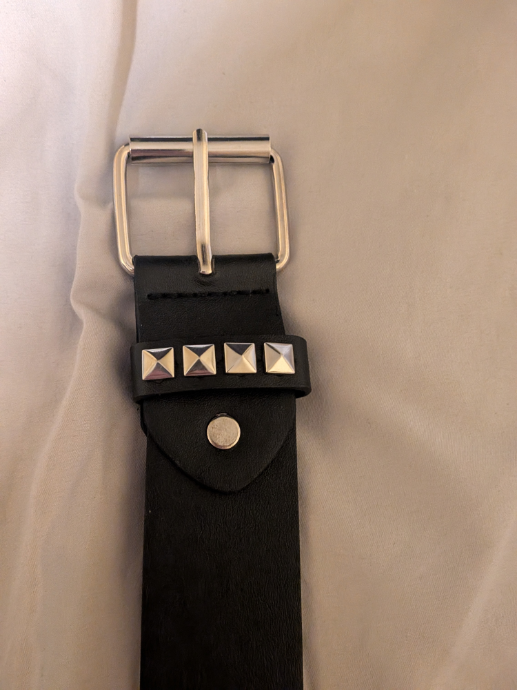 Studded black leather belt - photo 2