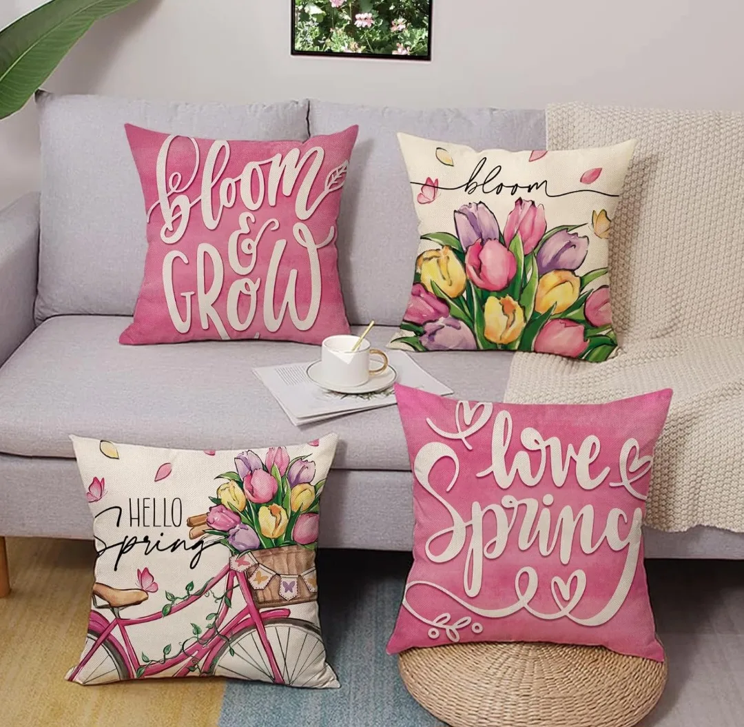 New Fjfz Spring Throw Pillow Covers, Set of 4 🇨🇦 thumbnail