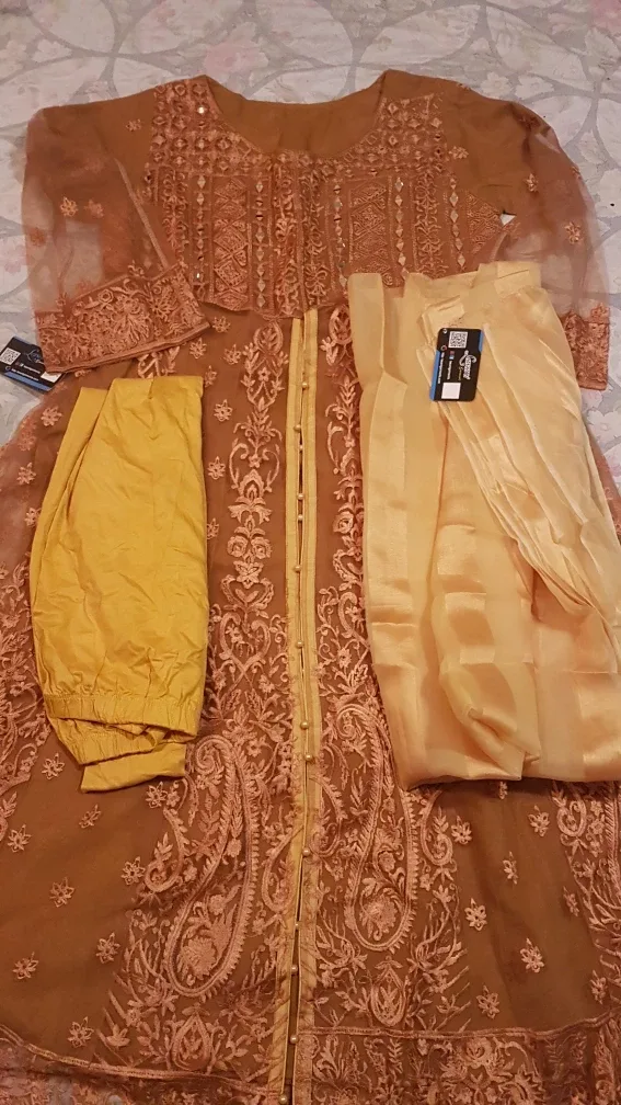 Brown Embroidered Shalwar Kameez