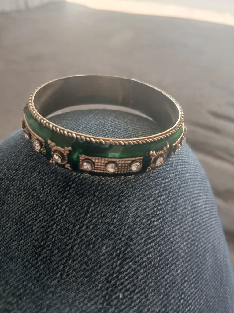 Green & Gold Bangle Bracelet thumbnail