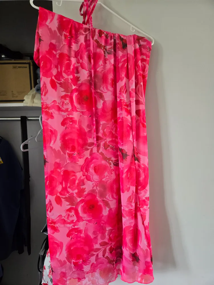 Pink Floral Halter Dress thumbnail