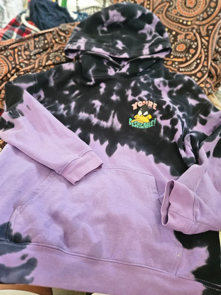 H&M Daffy Duck Tie Dye Hoodie, Size 12-14 thumbnail