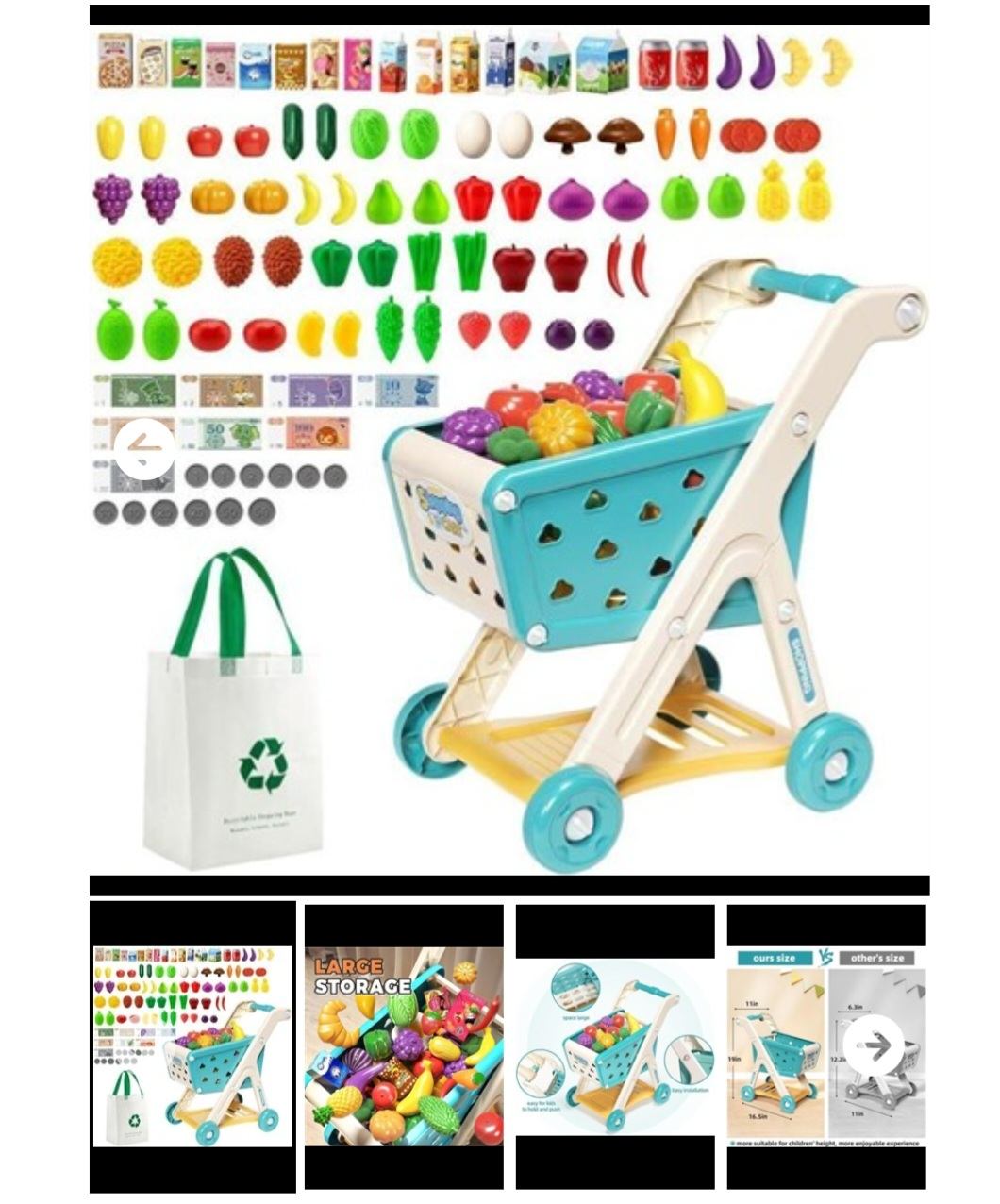 JOVOW 98PCS Kids Shopping Cart Play Set