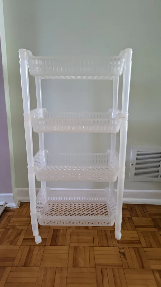 4-Tier Plastic Storage Rack on wheels thumbnail