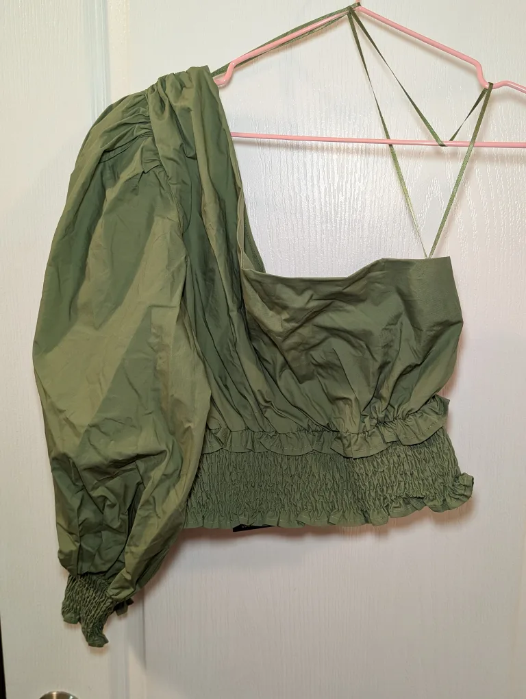 Anthropologie En Saison Olive Green Top - Size L - New with Tags thumbnail