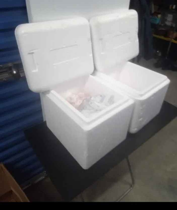 🥕2 styrofoam coolers w/ 12 freezable icepacks. thumbnail