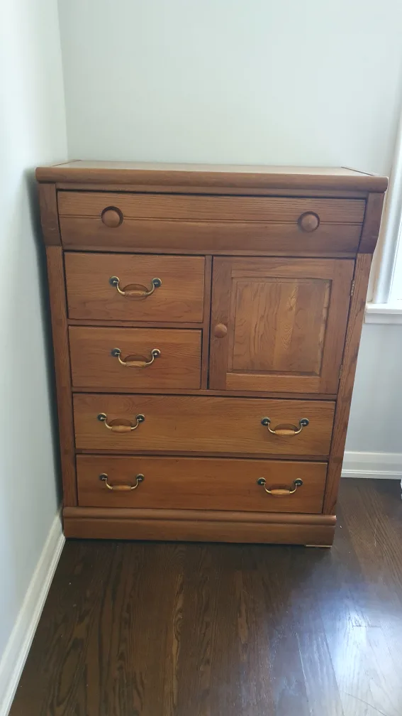 Wooden Dresser with Drawers and Cabinet thumbnail
