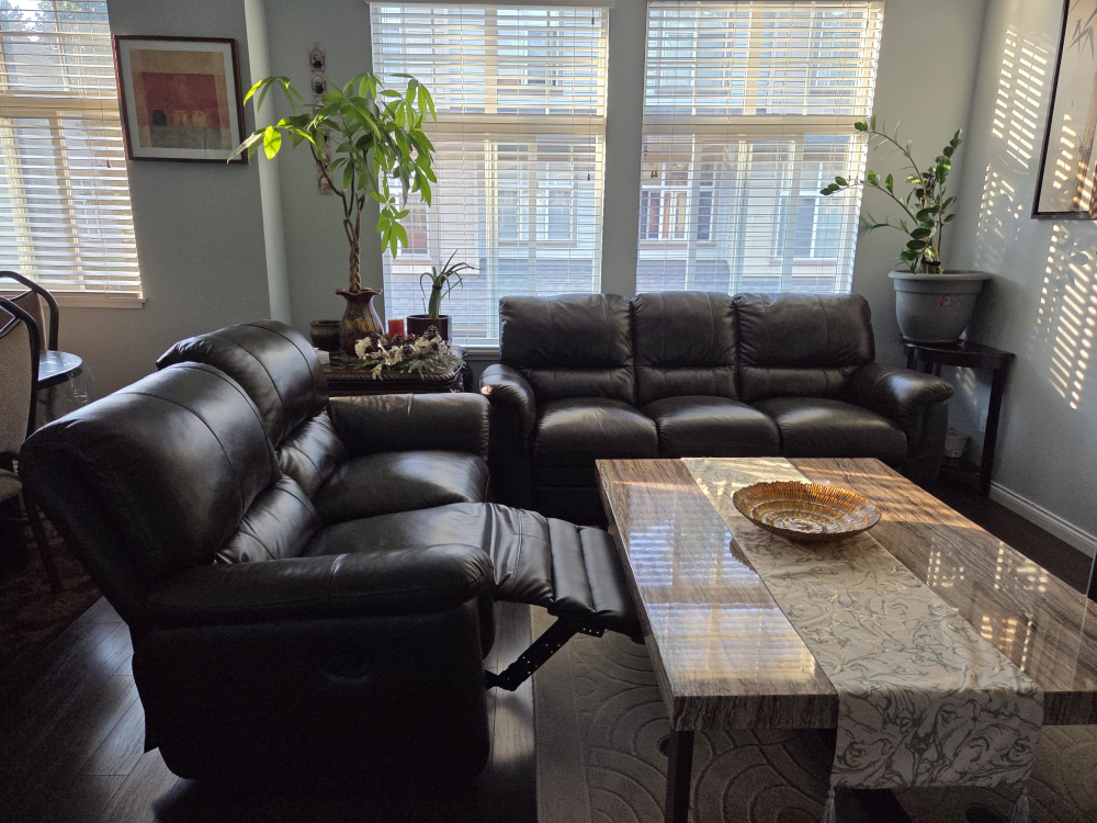 Leather Reclining Sofa and Loveseat Set