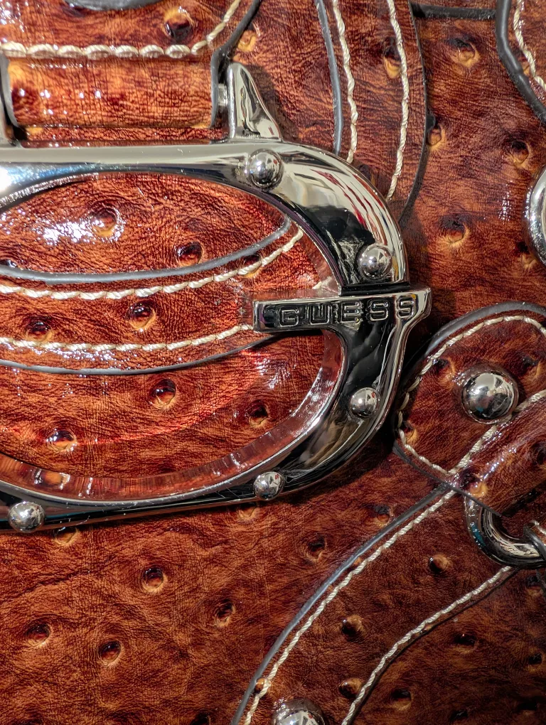 Guess Brown Ostrich Print Handbag image indicator(2)