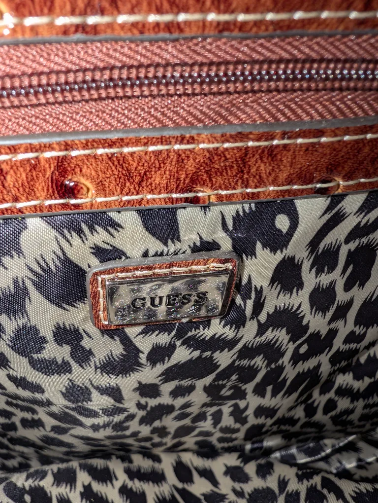 Guess Brown Ostrich Print Handbag image indicator(5)