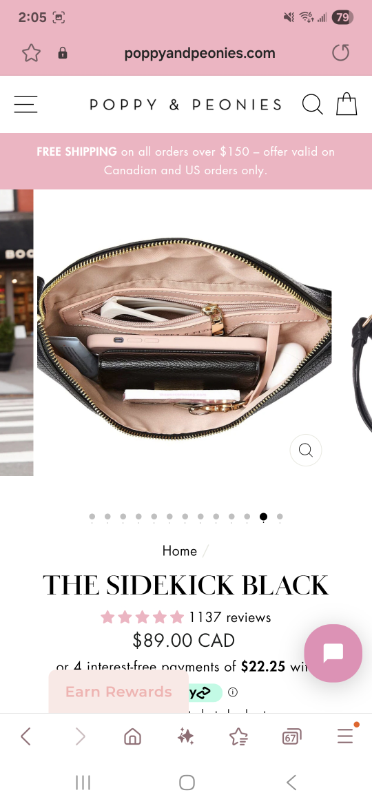 Poppy & Peonies The Sidekick Black Belt Bag - photo 4