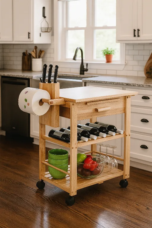 *New* Assembled Beautiful Solid Wood Kitchen Cart / Island thumbnail