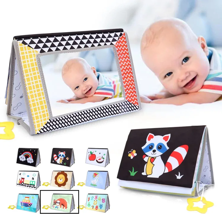 NEW Tummy Time Mirror Toys with High Contrast Soft Book thumbnail