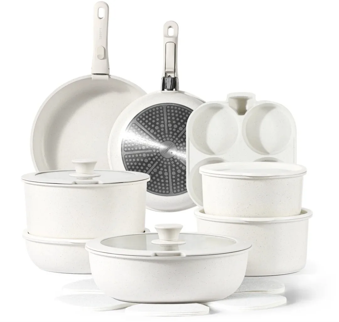 Carote 22pcs Non Stick Cookware Set With Detachable Handle thumbnail