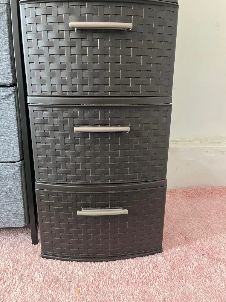 Brown Wicker Style 3-Drawer Storage Tower thumbnail