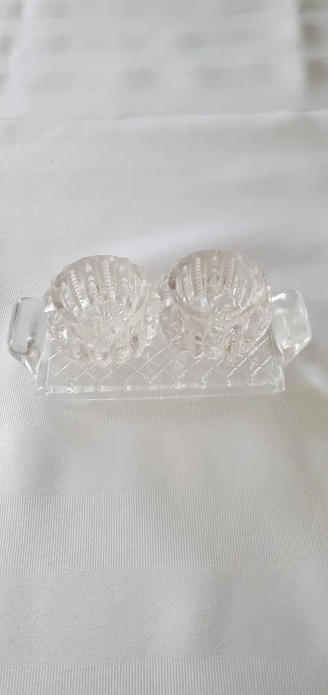 Vintage Crystal Salt Cellar Set thumbnail