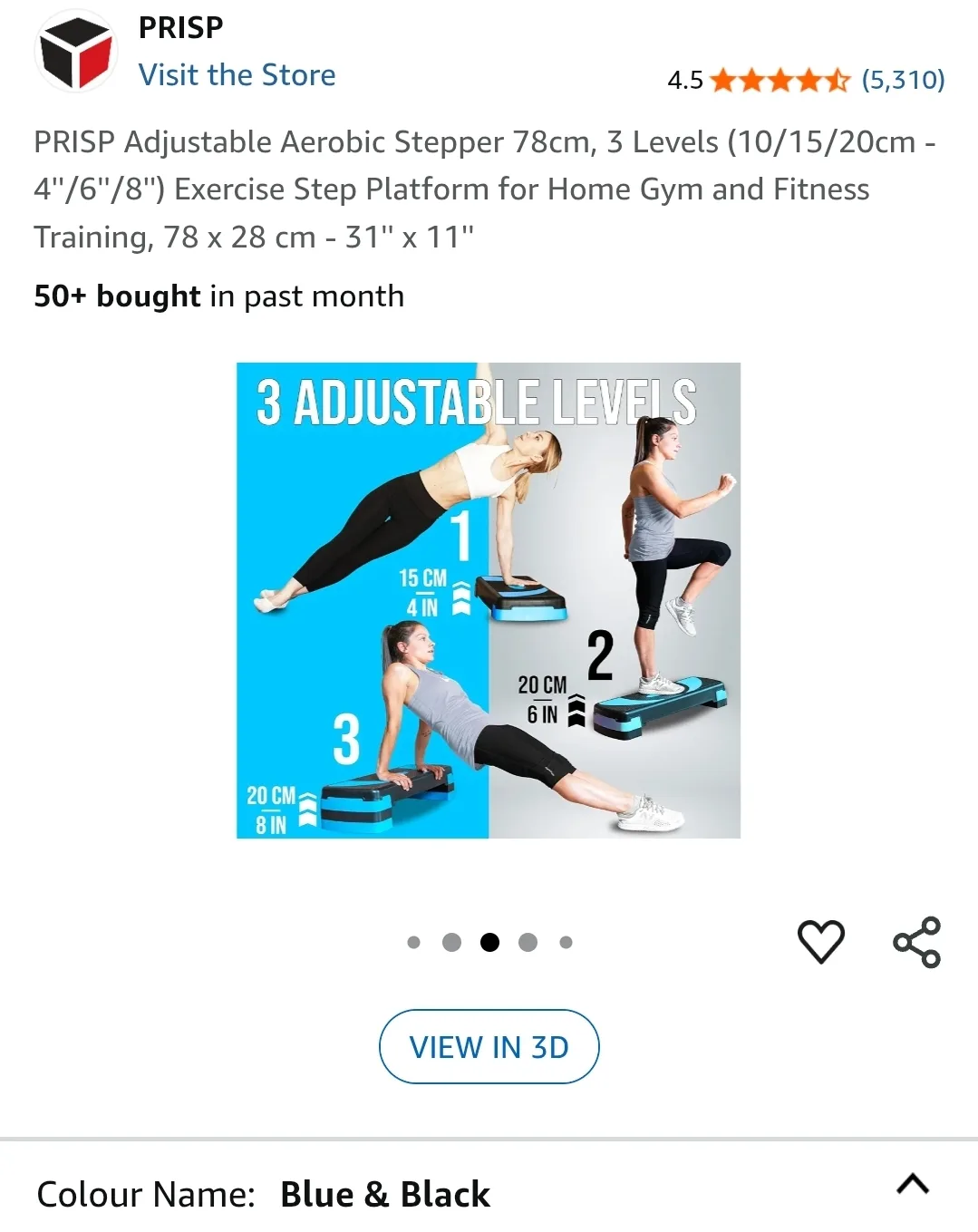 PRISP Adjustable Aerobic Stepper - Blue & Black image indicator(2)