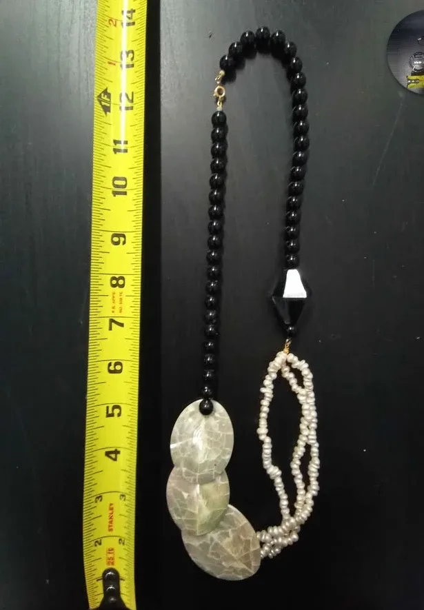 Beaded Necklace - Black, White, and Mother of Pearl image indicator(2)