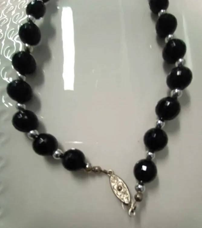 Beaded Necklace - Black, White, and Mother of Pearl image indicator(3)
