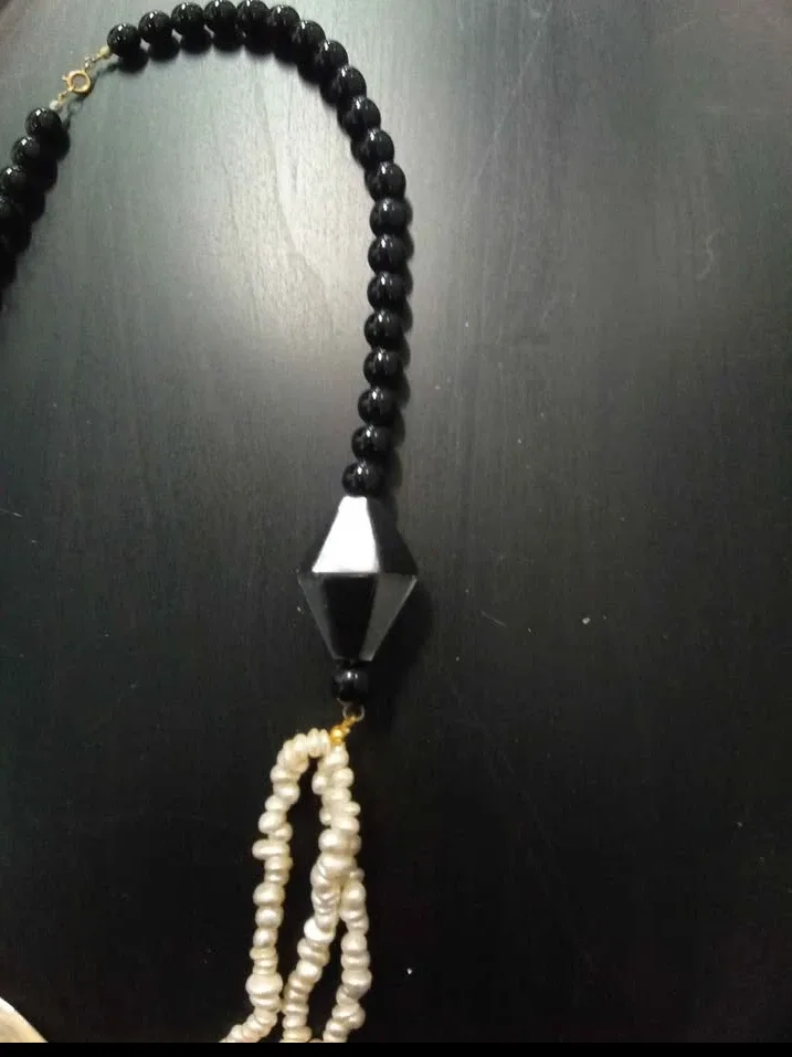Beaded Necklace - Black, White, and Mother of Pearl image indicator(4)