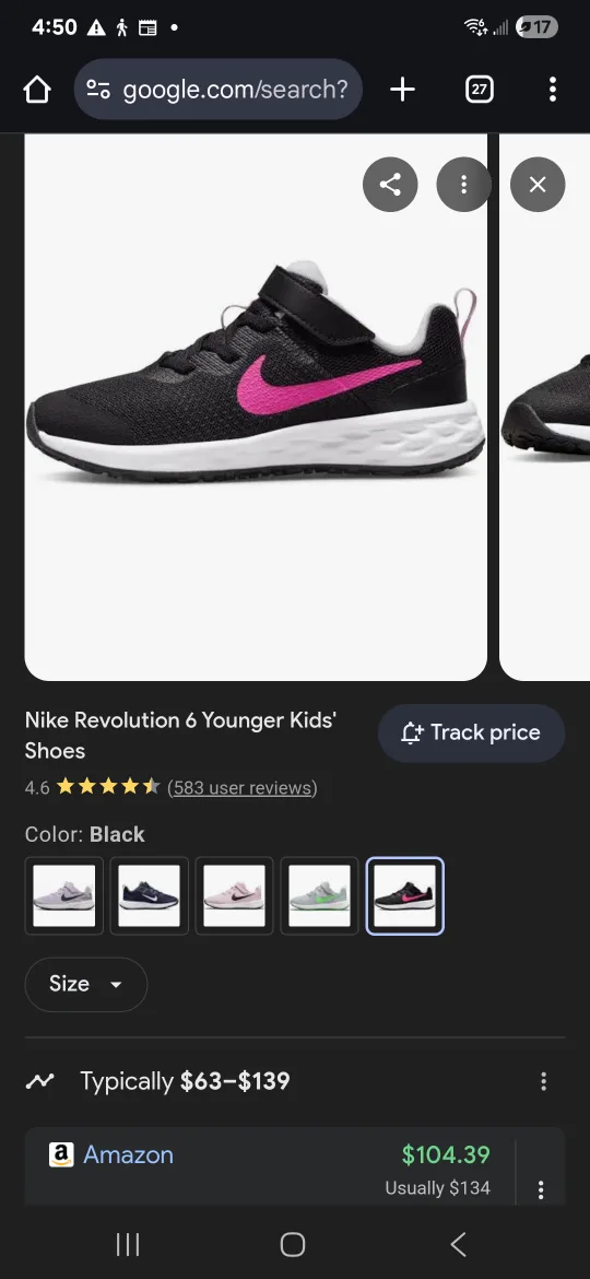 Nike Revolution 6 Kids' Shoes - Black Size 13 thumbnail