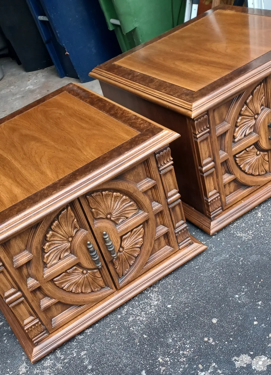 Vintage Wood Side Table with Storages(  Set of two) image indicator(7)