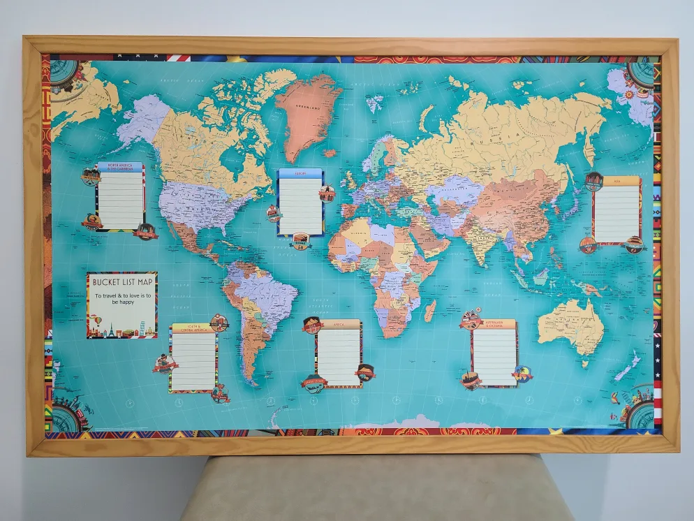 Large Framed Bucket List World Map thumbnail