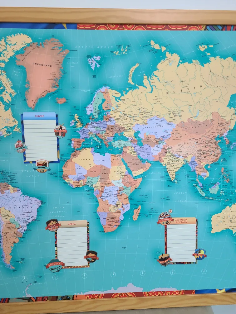 Large Framed Bucket List World Map image indicator(3)