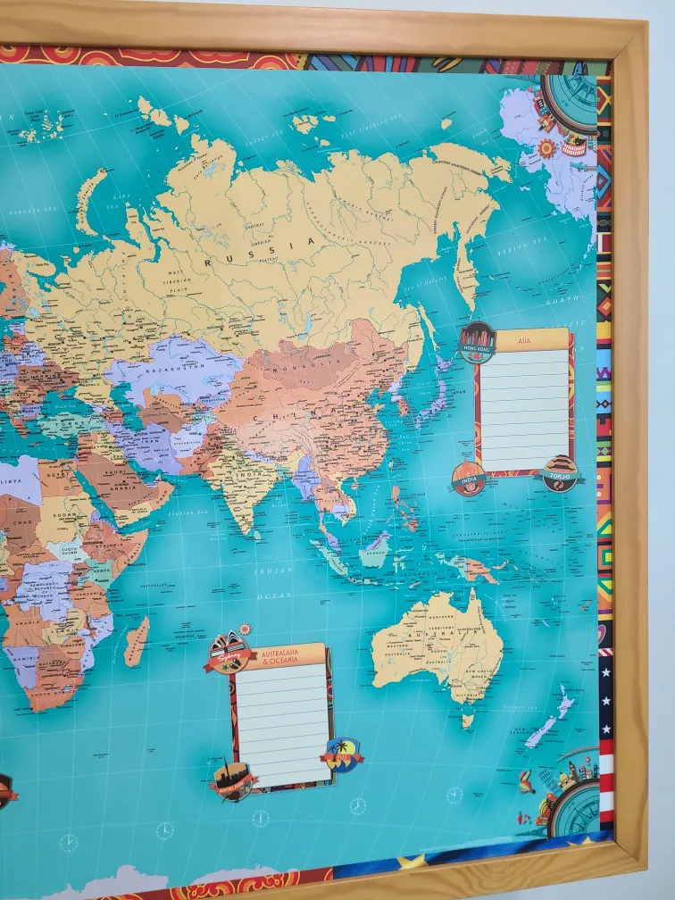 Large Framed Bucket List World Map image indicator(4)
