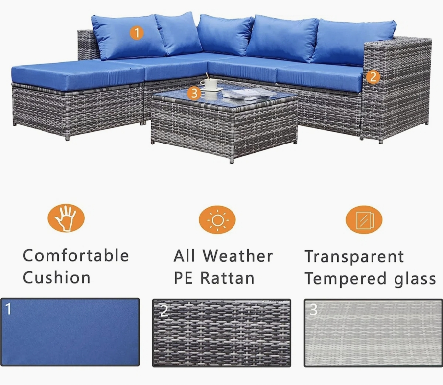 Brand New 4 pc Outdoor Sofa Sectional set. assembled - photo 5