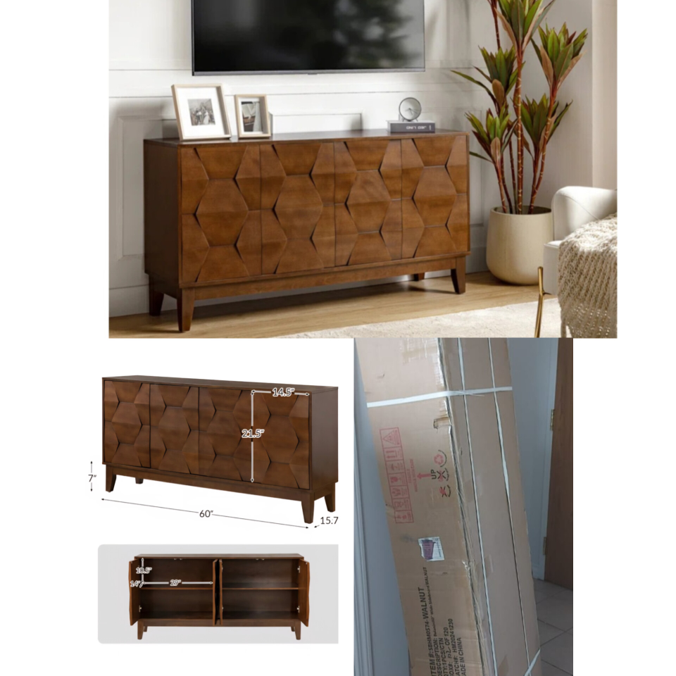 Modern Brown Wood Accent Cabinet - 60 inch