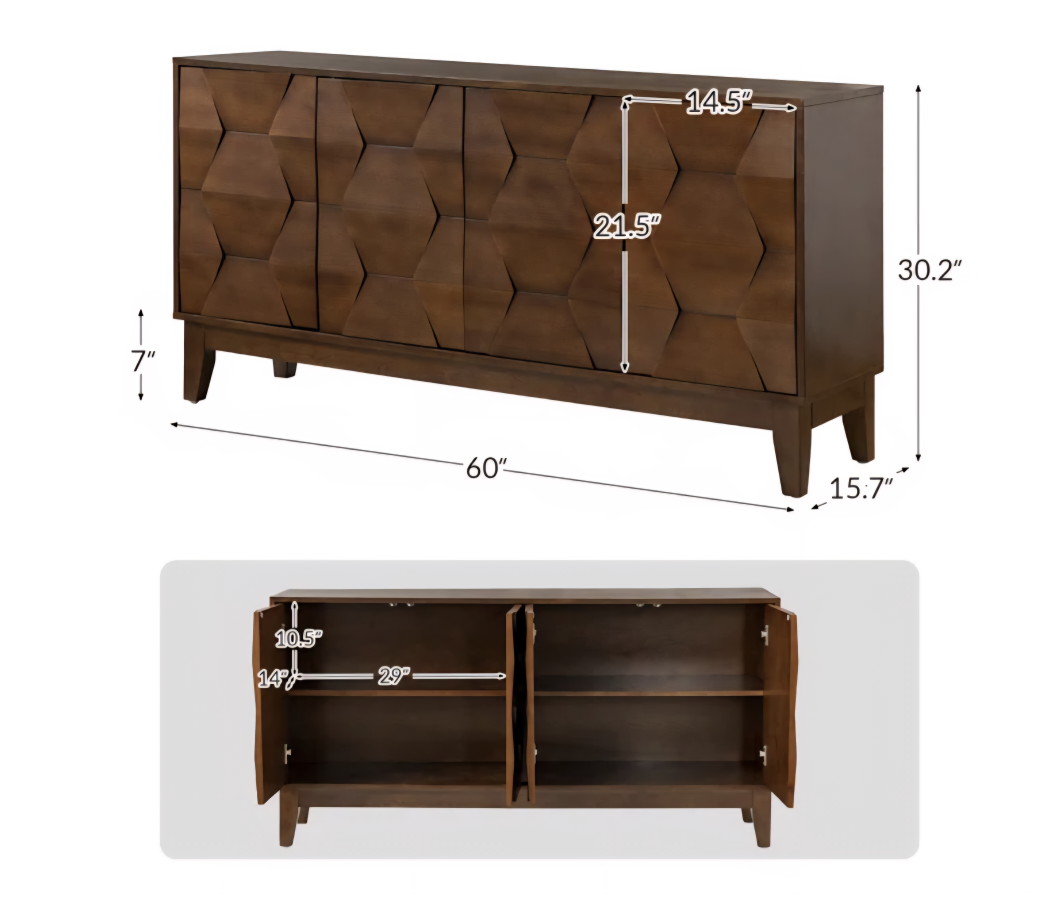 Modern Brown Wood Accent Cabinet - 60 inch - photo 3