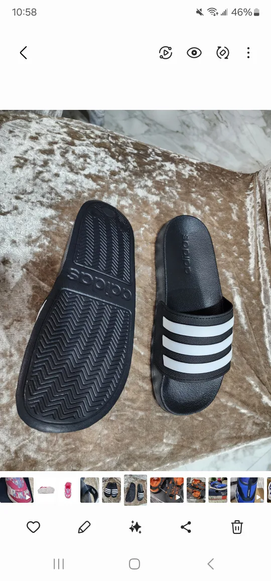 Adidas Adilette Comfort Slides - Black & White 3 youth kid thumbnail