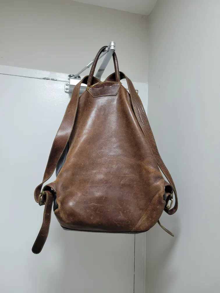 Vintage Roots Leather Backpack - Brown & Black image indicator(2)