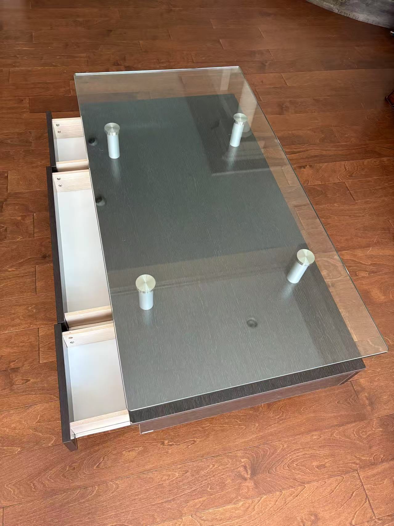 Glass Top Coffee Table with Drawers - photo 2