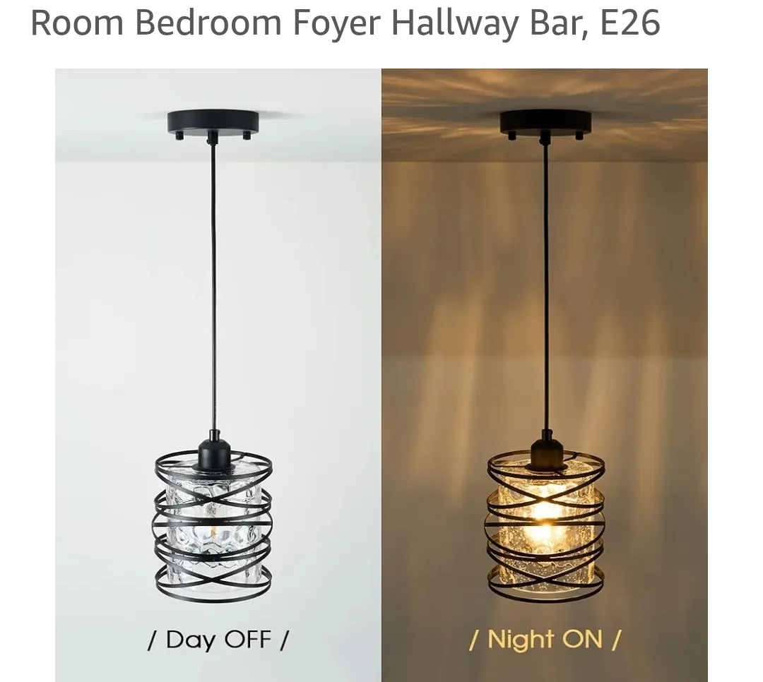 Black Metal & Glass Pendant Light thumbnail