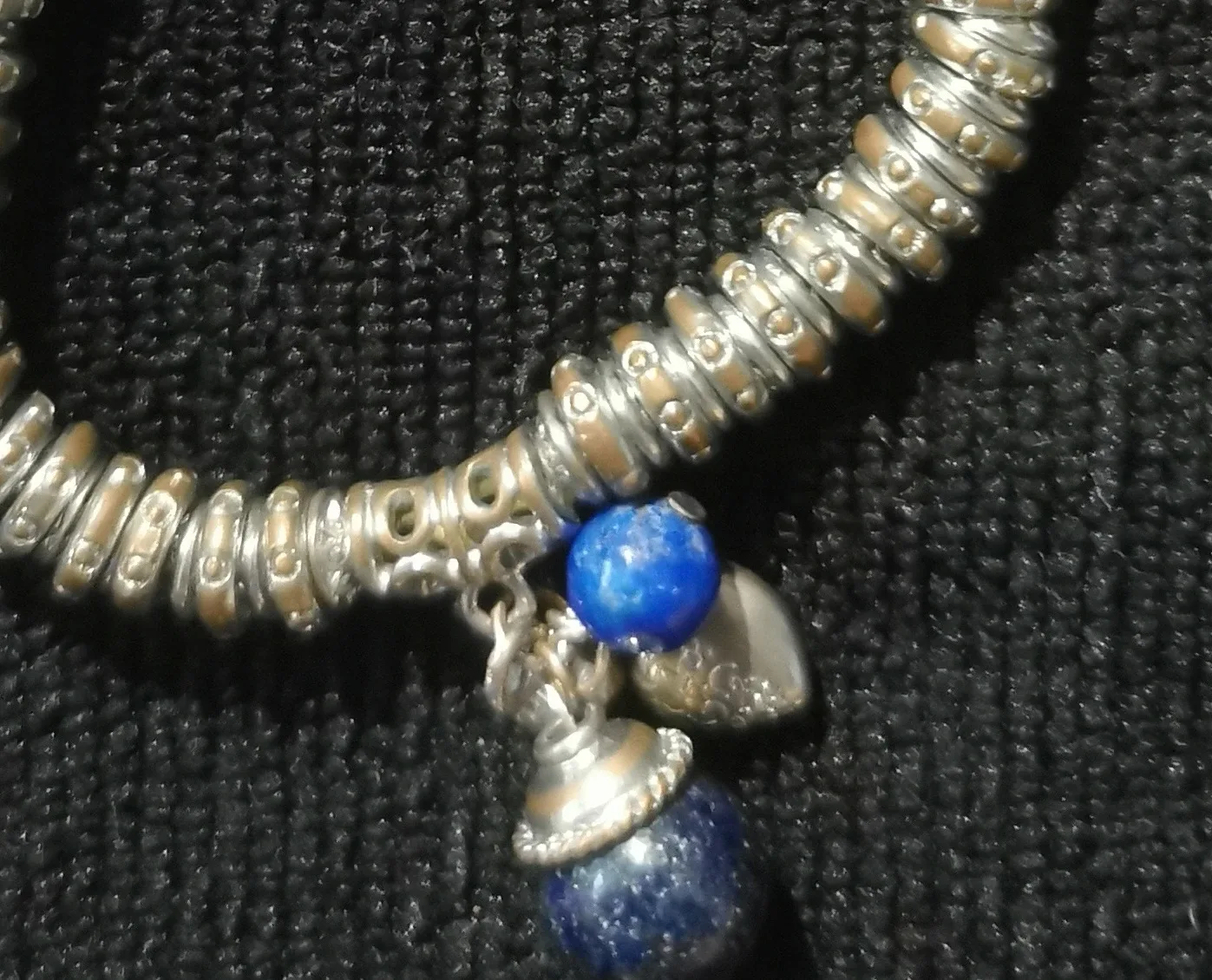 Silver-toned Charm Bracelet with Blue Bead image indicator(2)
