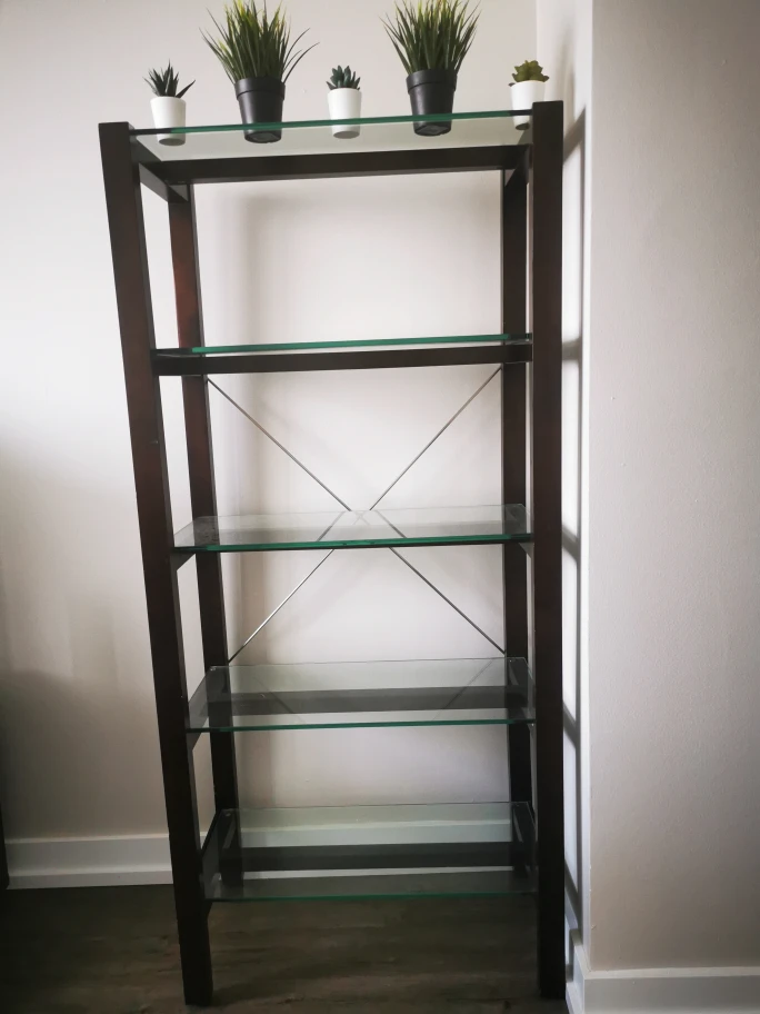 Wooden Shelves with Glass rack
