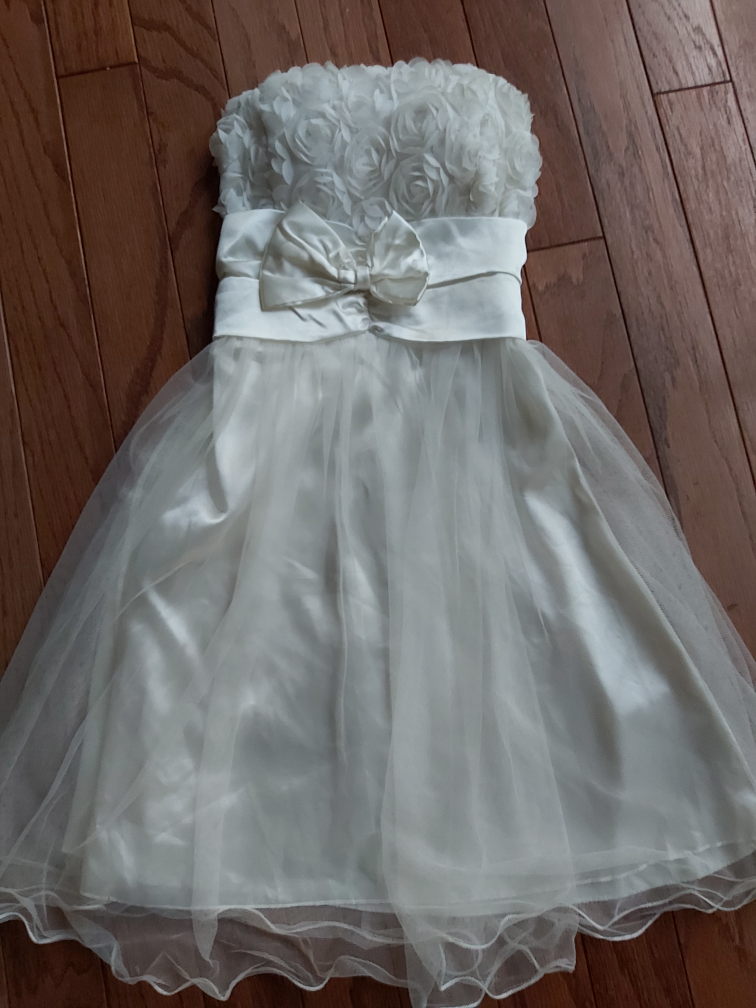 White Strapless Dress with Bow - photo 4
