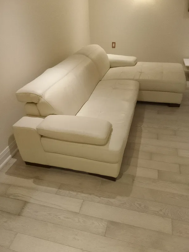 (Mobilia ) Modern White real Leather Sectional Sofa thumbnail