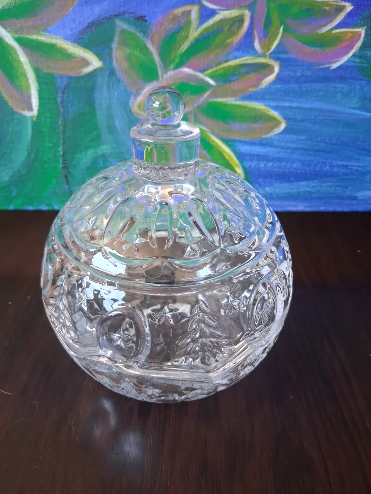 Vintage Crystal Candy Dish with Lid thumbnail
